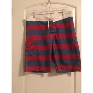 Old Navy Men's Striped Swim Shorts Unlined with Drawstring Size M Blue & Red